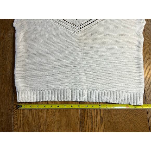Vintage J J Brown Cotton Ramie Sweater Vest Ivory Sz L Runs Small 80’s - Picture 4 of 6